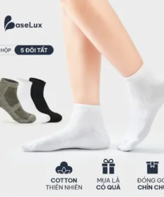 Tất nam cổ ngắn BaseLux tất cotton mềm mịn, tất nữ cổ ngắn thoáng khí, vớ nam basic unisex phong cách Hàn Quốc